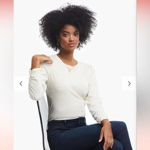 Able Agnes Ruched Sleeve Tee in Cream